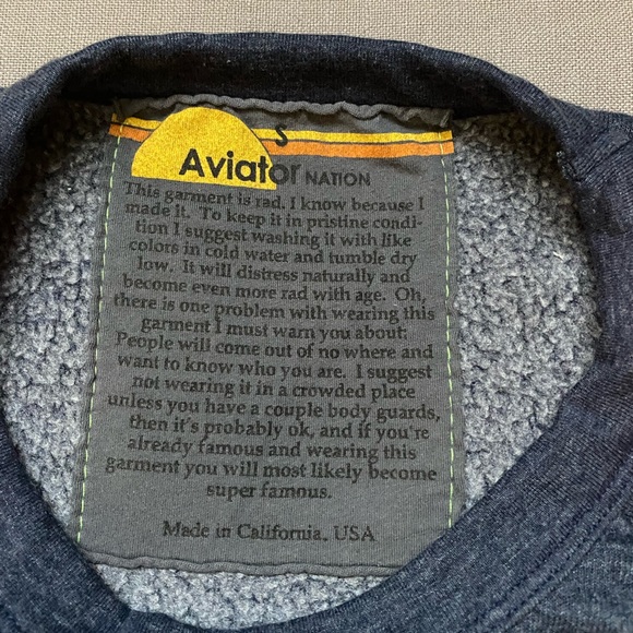 Aviator Nation - Bolt Cropped Crew Sweatshirt - Heather Navy // Neon Stripes - Picture 7 of 7